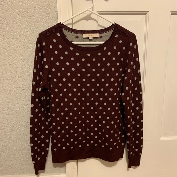 LOFT Burgundy Polka Dot Sweater - Picture 1 of 2